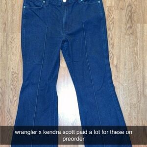 Wrangler x Kendra Scott Women's Dark Blue Flare Jeans